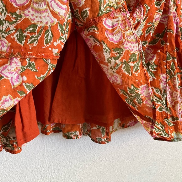 Free People Island Orange Floral Mini Skirt 4 - Picture 4 of 7